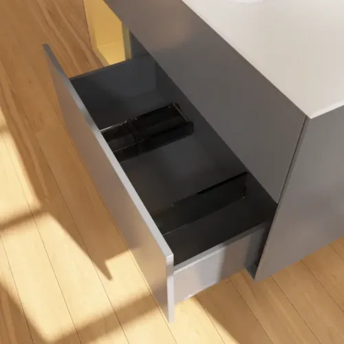 Villeroy & Boch Finion Тумба под раковину, с подсветкой, 3 выдвижных ящика, 1200 x 603 x 501 mm, Anthracite Matt Lacquer / Gold Matt Lacquer F411HFGK