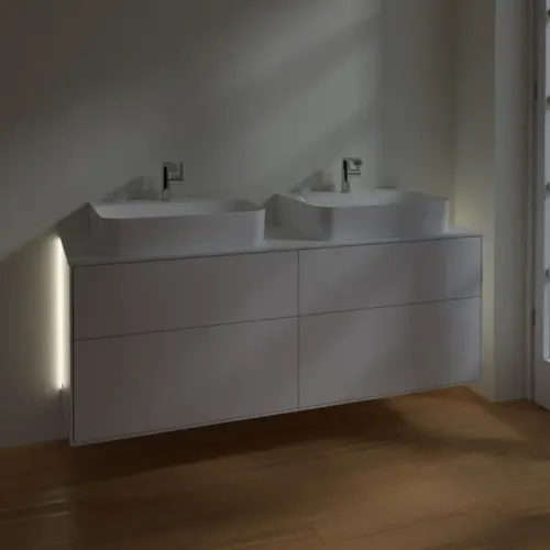 Villeroy & Boch Finion Тумба под раковину, с подсветкой, 4 выдвижных ящика, 1600 x 603 x 501 mm, Glossy White Lacquer G18100GF