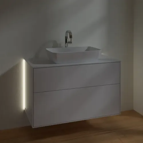 Villeroy & Boch Finion Тумба под раковину, с подсветкой, 2 выдвижных ящика, 1000 x 603 x 501 mm, Glossy White Lacquer G76100GF