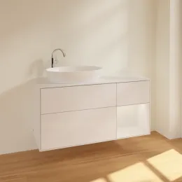 Villeroy & Boch Finion Тумба под раковину, с подсветкой, 3 выдвижных ящика, 1200 x 603 x 501 mm, Glossy White Lacquer / Glossy White Lacquer F931GFGF