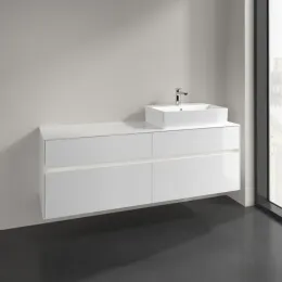 Villeroy & Boch Collaro Тумба под раковину, с подсветкой, 4 выдвижных ящика, 1600 x 548 x 500 mm, Glossy White / Glossy White C136B0DH