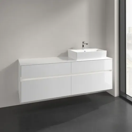 Villeroy & Boch Collaro Тумба под раковину, с подсветкой, 4 выдвижных ящика, 1600 x 548 x 500 mm, Glossy White / Glossy White C136B0DH