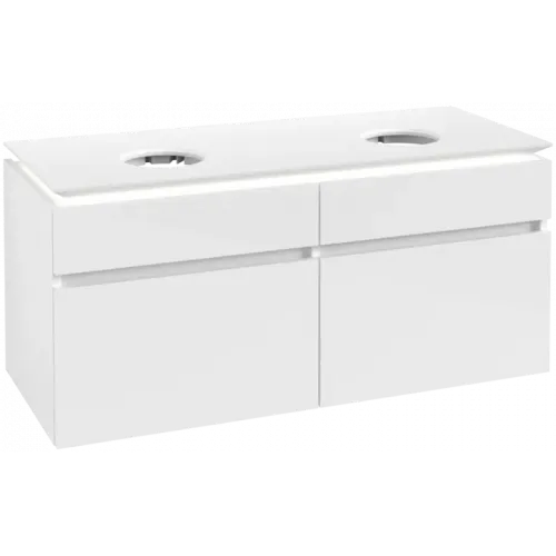 Villeroy & Boch Legato Тумба под раковину, с подсветкой, 4 выдвижных ящика, 1200 x 550 x 500 mm, Glossy White / Glossy White B584L0DH