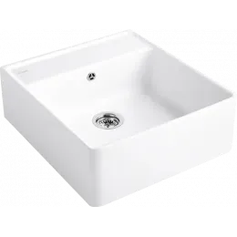Villeroy & Boch Полувстраиваемая мойка с одиночной раковиной Сливы для одиночных раковин, включая Комплект слива с ручным управлением, Крепежный комплект, выкл Керамика, 595 x 630 mm, Альпийский белый CeramicPlus 632061R1