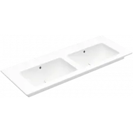 Villeroy & Boch Venticello Двойная раковина для установки на тумбу, 1300 x 500 x 170 mm, Альпийский белый CeramicPlus, с переливом 4111DJR1