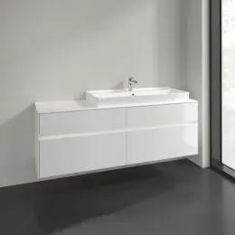 Villeroy & Boch Collaro Тумба под раковину, с подсветкой, 4 выдвижных ящика, 1600 x 548 x 500 mm, Glossy White / Glossy White C030B0DH