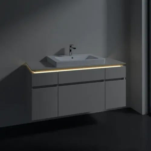 Villeroy & Boch Legato Тумба под раковину, с подсветкой, 5 выдвижных ящиков, 1200 x 550 x 500 mm, Soft Grey / Soft Grey B683L0VK