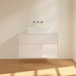 Villeroy & Boch Finion Тумба под раковину, с подсветкой, 2 выдвижных ящика, 1000 x 603 x 501 mm, Glossy White Lacquer / Glossy White Lacquer G661GFGF