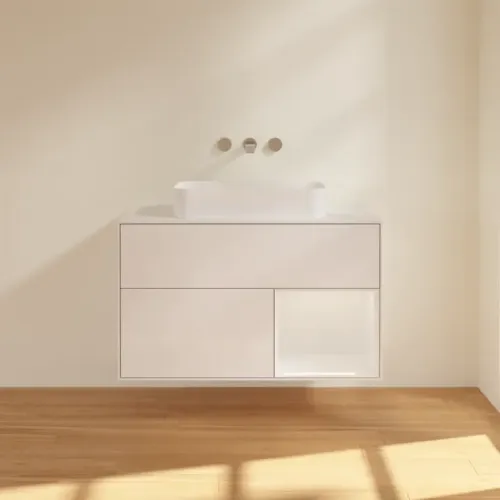 Villeroy & Boch Finion Тумба под раковину, с подсветкой, 2 выдвижных ящика, 1000 x 603 x 501 mm, Glossy White Lacquer / Glossy White Lacquer G661GFGF