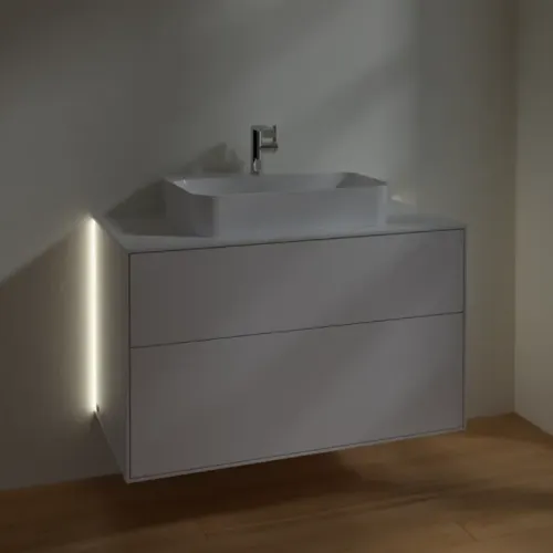 Villeroy & Boch Finion Тумба под раковину, с подсветкой, 2 выдвижных ящика, 1000 x 603 x 501 mm, Glossy White Lacquer G35100GF