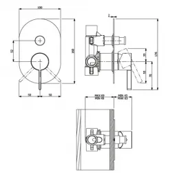 Смеситель Villeroy & Boch Dawn TVS106004000K5 для ванны с душем, черный матовый TVS106004000K5