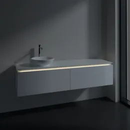 Villeroy & Boch Legato Тумба под раковину, с подсветкой, 2 выдвижных ящика, 1600 x 380 x 500 mm, Glossy White / Glossy White B595L0DH