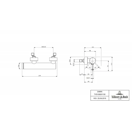 Смеситель Villeroy & Boch Dawn TVS10630115061 для душа, хром TVS10630115061