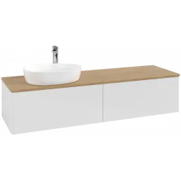 Villeroy & Boch Antao Тумба под раковину, с подсветкой, 2 выдвижных ящика, 1600 x 360 x 500 mm, лицевая поверхность без текстурированной отделки, Glossy White Lacquer / Honey Oak L37051GF