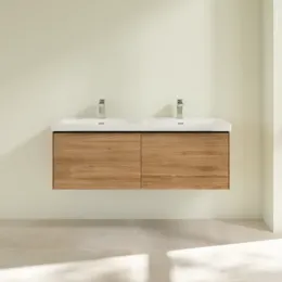 Villeroy & Boch Subway 3.0 Тумба под раковину, с подсветкой, 2 выдвижных ящика, 1272 x 429 x 478 mm, Oak Kansas C567L1RH