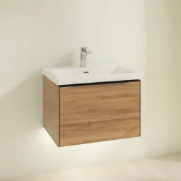 Villeroy & Boch Subway 3.0 Тумба под раковину, с подсветкой, 1 выдвижной ящик, 622 x 429 x 478 mm, Oak Kansas C575L1RH