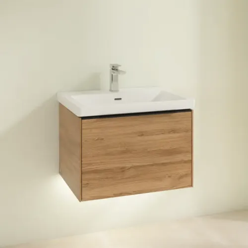 Villeroy & Boch Subway 3.0 Тумба под раковину, с подсветкой, 1 выдвижной ящик, 622 x 429 x 478 mm, Oak Kansas C575L1RH