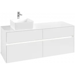 Villeroy & Boch Collaro Тумба под раковину, с подсветкой, 4 выдвижных ящика, 1400 x 548 x 500 mm, Glossy White / Glossy White C046B0DH