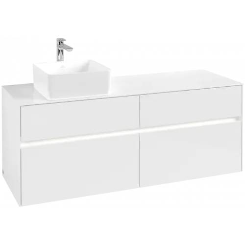 Villeroy & Boch Collaro Тумба под раковину, с подсветкой, 4 выдвижных ящика, 1400 x 548 x 500 mm, Glossy White / Glossy White C046B0DH