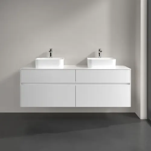 Villeroy & Boch Collaro Тумба под раковину, с подсветкой, 4 выдвижных ящика, 1600 x 548 x 500 mm, Glossy White / Glossy White C107B0DH
