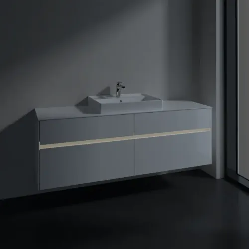 Villeroy & Boch Collaro Тумба под раковину, с подсветкой, 4 выдвижных ящика, 1600 x 548 x 500 mm, Glossy White / Glossy White C025B0DH