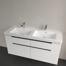 Villeroy & Boch Subway 2.0 Двойная раковина для установки на тумбу, 1300 x 470 x 150 mm, Альпийский белый, с переливом 7175D001