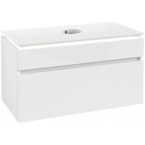 Villeroy & Boch Legato Тумба под раковину, с подсветкой, 2 выдвижных ящика, 1000 x 550 x 500 mm, Glossy White / Glossy White B604L0DH