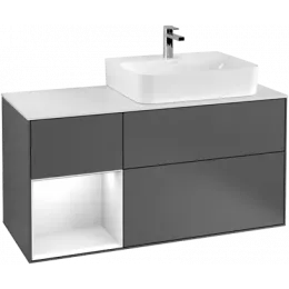 Villeroy & Boch Finion Тумба под раковину, с подсветкой, 3 выдвижных ящика, 1200 x 603 x 501 mm, Silk Grey Matt Lacquer / Silk Grey Matt Lacquer G141HJHJ