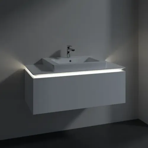 Villeroy & Boch Legato Тумба под раковину, с подсветкой, 1 выдвижной ящик, 1000 x 380 x 500 mm, Glossy White / Glossy White B680L0DH