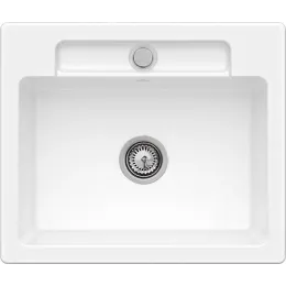 Villeroy & Boch Siluet 60 S flat Мойка, включая Комплект слива с ручным управлением, выкл TitanCeram, 600 x 510 mm, Альпийский белый CeramicPlus 33461FR1