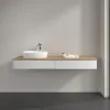 Villeroy & Boch Antao Тумба под раковину, с подсветкой, 2 выдвижных ящика, 1600 x 190 x 500 mm, лицевая поверхность без текстурированной отделки, Glossy White Lacquer / Honey Oak L15051GF