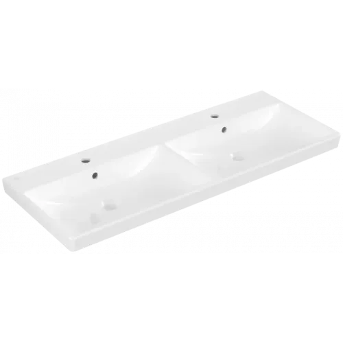 Villeroy & Boch Avento Двойная раковина для установки на тумбу, 1200 x 470 x 160 mm, Альпийский белый, с переливом 4A23CK01