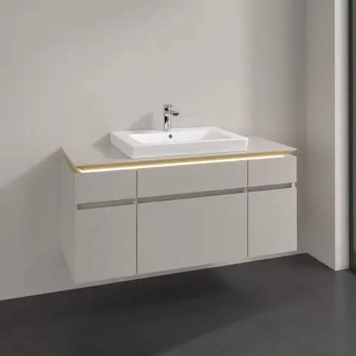 Villeroy & Boch Legato Тумба под раковину, с подсветкой, 5 выдвижных ящиков, 1200 x 550 x 500 mm, Soft Grey / Soft Grey B683L0VK