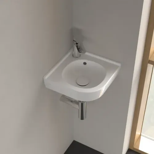Villeroy & Boch O.novo Угловая раковина, 400 x 320 x 145 mm, Альпийский белый CeramicPlus, с переливом, нешлифованный 731032R1