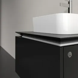 Villeroy & Boch Legato Тумба под раковину, с подсветкой, 1 выдвижной ящик, 600 x 380 x 500 mm, Black Matt Lacquer / Black Matt Lacquer B731L0PD