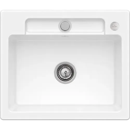 Villeroy & Boch Siluet 60 S Мойка, включая Комплект слива с эксцентриком, выкл TitanCeram, 600 x 510 mm, Альпийский белый CeramicPlus 334602R1