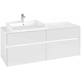Villeroy & Boch Collaro Тумба под раковину, с подсветкой, 4 выдвижных ящика, 1400 x 548 x 500 mm, Glossy White / Glossy White C085B0DH