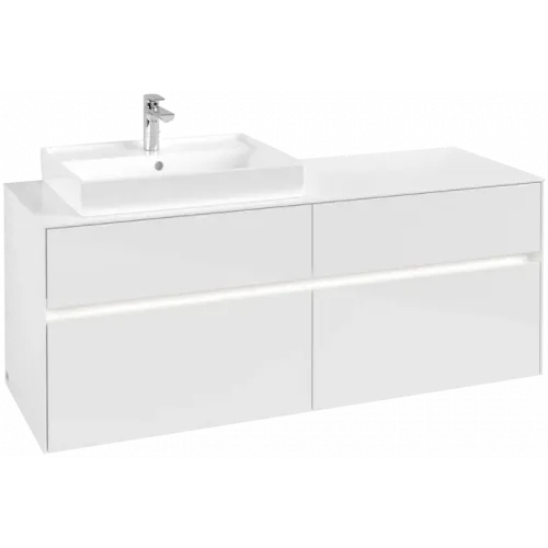 Villeroy & Boch Collaro Тумба под раковину, с подсветкой, 4 выдвижных ящика, 1400 x 548 x 500 mm, Glossy White / Glossy White C085B0DH