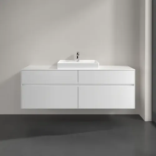 Villeroy & Boch Collaro Тумба под раковину, с подсветкой, 4 выдвижных ящика, 1600 x 548 x 500 mm, Glossy White / Glossy White C025B0DH