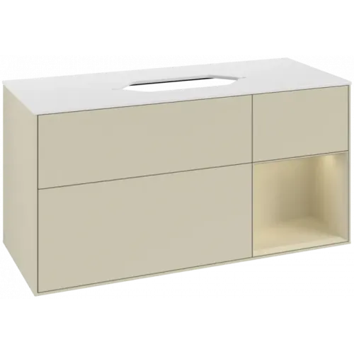 Villeroy & Boch Finion Тумба под раковину, с подсветкой, 3 выдвижных ящика, 1200 x 603 x 501 mm, Silk Grey Matt Lacquer / Silk Grey Matt Lacquer F711HJHJ