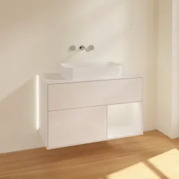 Villeroy & Boch Finion Тумба под раковину, с подсветкой, 2 выдвижных ящика, 1000 x 603 x 501 mm, Glossy White Lacquer / Glossy White Lacquer G661GFGF