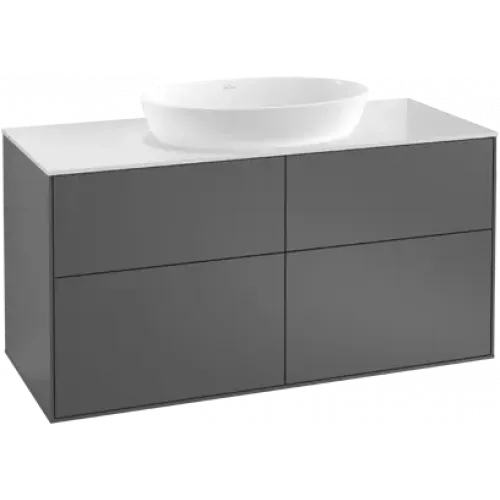 Villeroy & Boch Finion Тумба под раковину, с подсветкой, 4 выдвижных ящика, 1200 x 603 x 501 mm, Silk Grey Matt Lacquer GA3100HJ