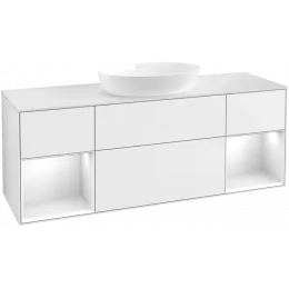 Villeroy & Boch Finion Тумба под раковину, с подсветкой, 4 выдвижных ящика, 1600 x 603 x 501 mm, Glossy White Lacquer / Glossy White Lacquer FD01GFGF