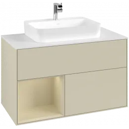 Villeroy & Boch Finion Тумба под раковину, с подсветкой, 2 выдвижных ящика, 1000 x 603 x 501 mm, Silk Grey Matt Lacquer / Silk Grey Matt Lacquer F361HJHJ