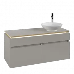Villeroy & Boch Legato Тумба под раковину, с подсветкой, 4 выдвижных ящика, 1200 x 550 x 500 mm, Soft Grey / Soft Grey B582L0VK