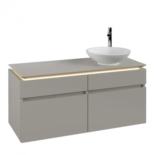 Villeroy & Boch Legato Тумба под раковину, с подсветкой, 4 выдвижных ящика, 1200 x 550 x 500 mm, Soft Grey / Soft Grey B582L0VK