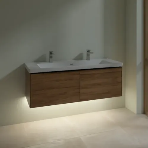 Villeroy & Boch Subway 3.0 Тумба под раковину, с подсветкой, 2 выдвижных ящика, 1272 x 429 x 478 mm, Oak Kansas C601L1RH