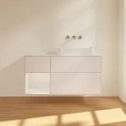 Villeroy & Boch Finion Тумба под раковину, с подсветкой, 3 выдвижных ящика, 1200 x 603 x 501 mm, Glossy White Lacquer / Glossy White Lacquer G681GFGF