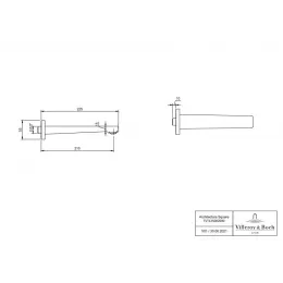 Излив Villeroy & Boch Architectura Square TVT125002000K5 для ванны, черный матовый TVT125002000K5