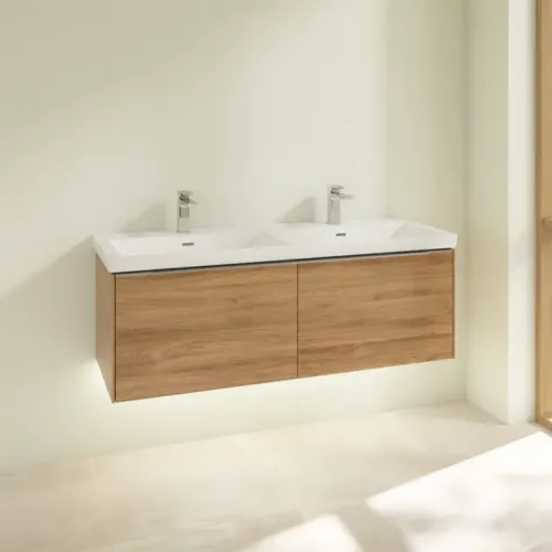 Villeroy & Boch Subway 3.0 Тумба под раковину, с подсветкой, 2 выдвижных ящика, 1272 x 429 x 478 mm, Oak Kansas C567L0RH